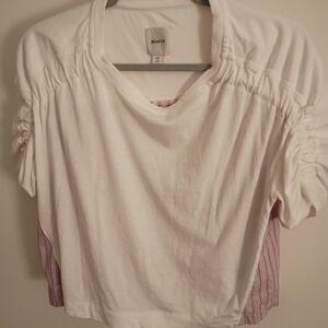 Rave White Ruched Sleeve Blouse